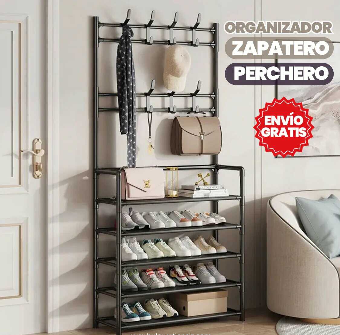 ORGANIZADOR DE ZAPATOS CON PERCHEROS INCORPORADO