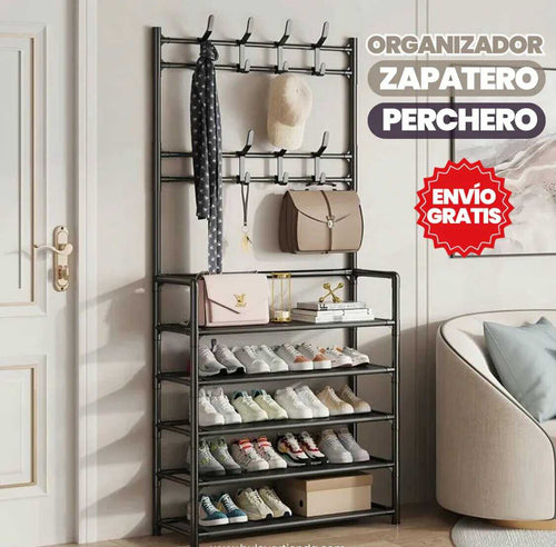 ORGANIZADOR DE ZAPATOS CON PERCHEROS INCORPORADO