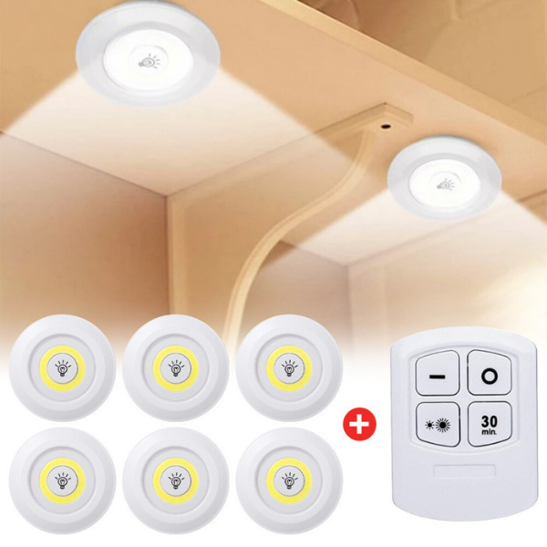 3 Luces LED Inalámbricas + Control Remoto