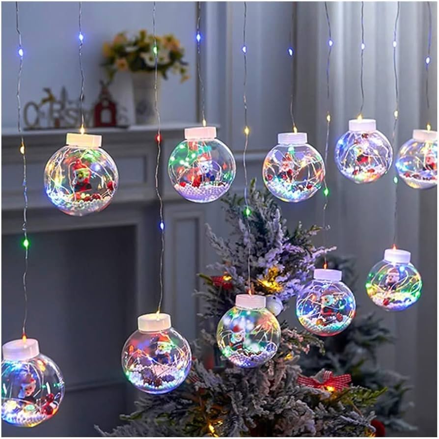 2 CORTINAS 3m DE BOLAS NAVIDEÑAS