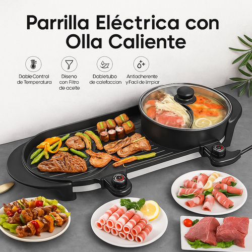 Olla en Parrilla Coreana Eléctrica Antiadherente - Shabu Bake