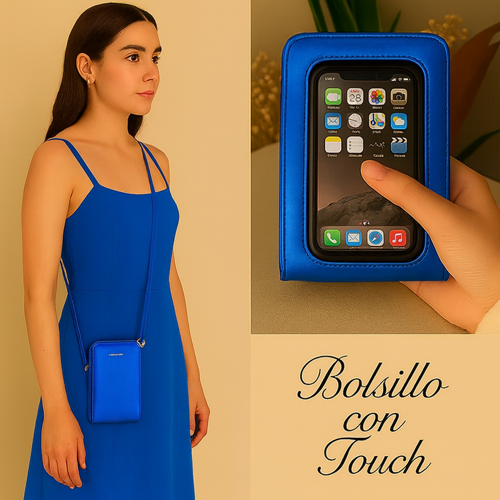 Cartera Multifunción de Cuero con Bolsillo Táctil
