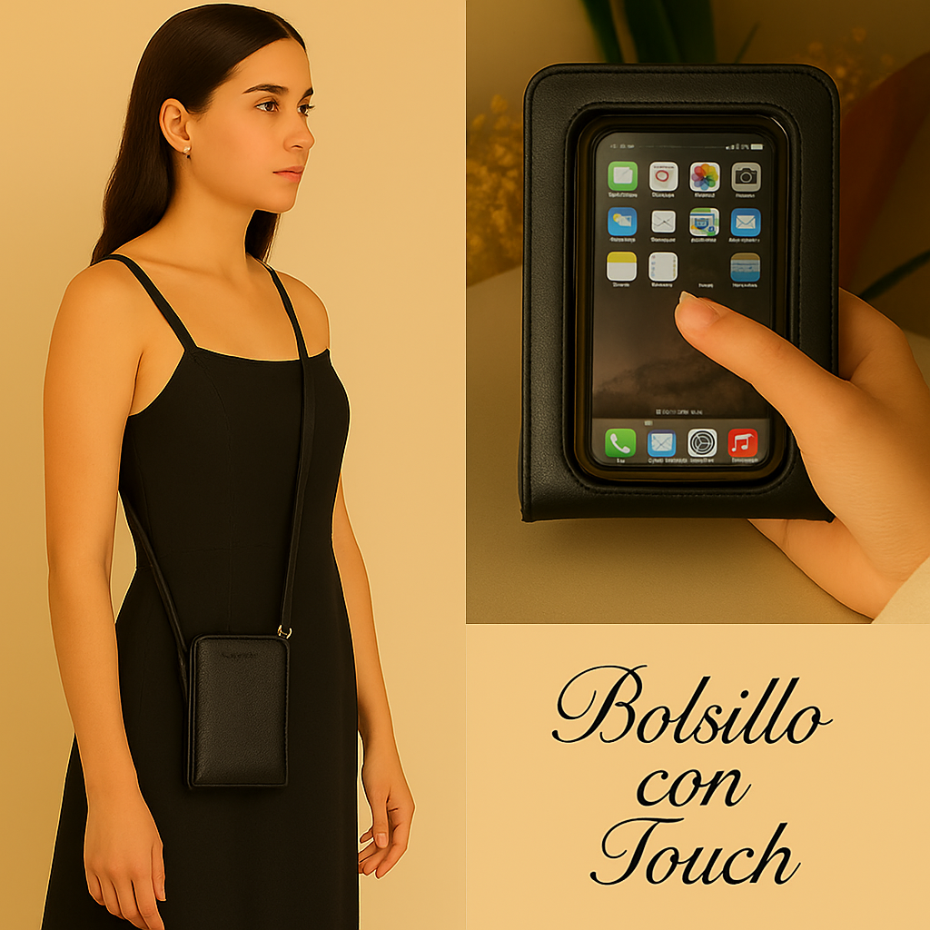 Cartera Multifunción de Cuero con Bolsillo Táctil