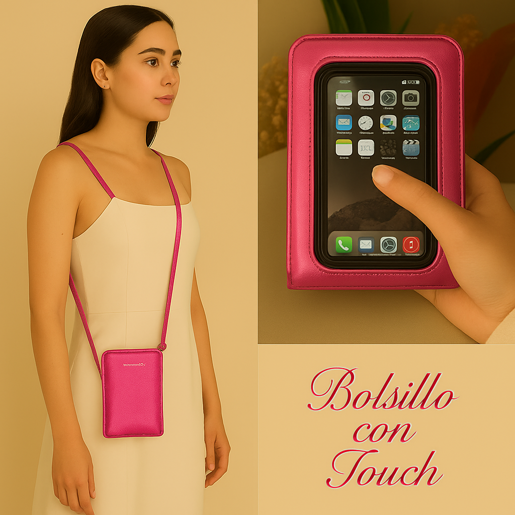 Cartera Multifunción de Cuero con Bolsillo Táctil