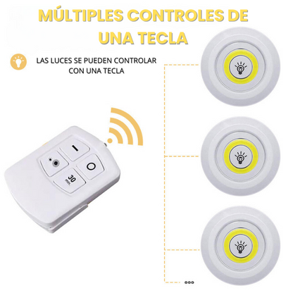 3 Luces LED Inalámbricas + Control Remoto