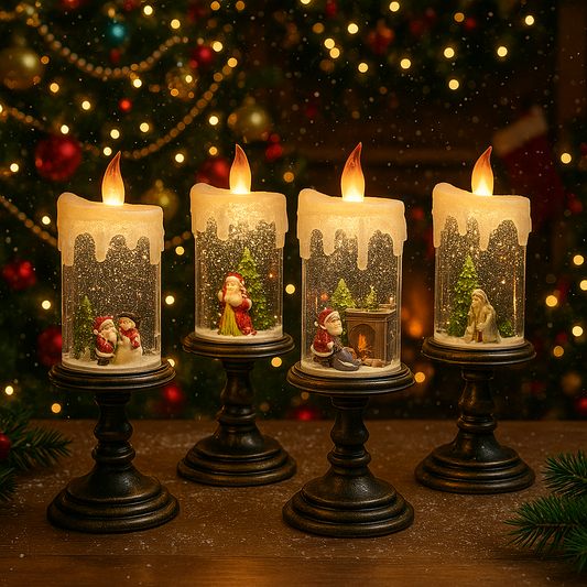 Vela Navideña de Nieve LED