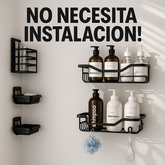 SET 5 Organizadores Adhesivos para Ducha - ACERO INOXIDABLE