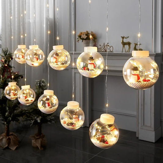 2 CORTINAS 3m DE BOLAS NAVIDEÑAS